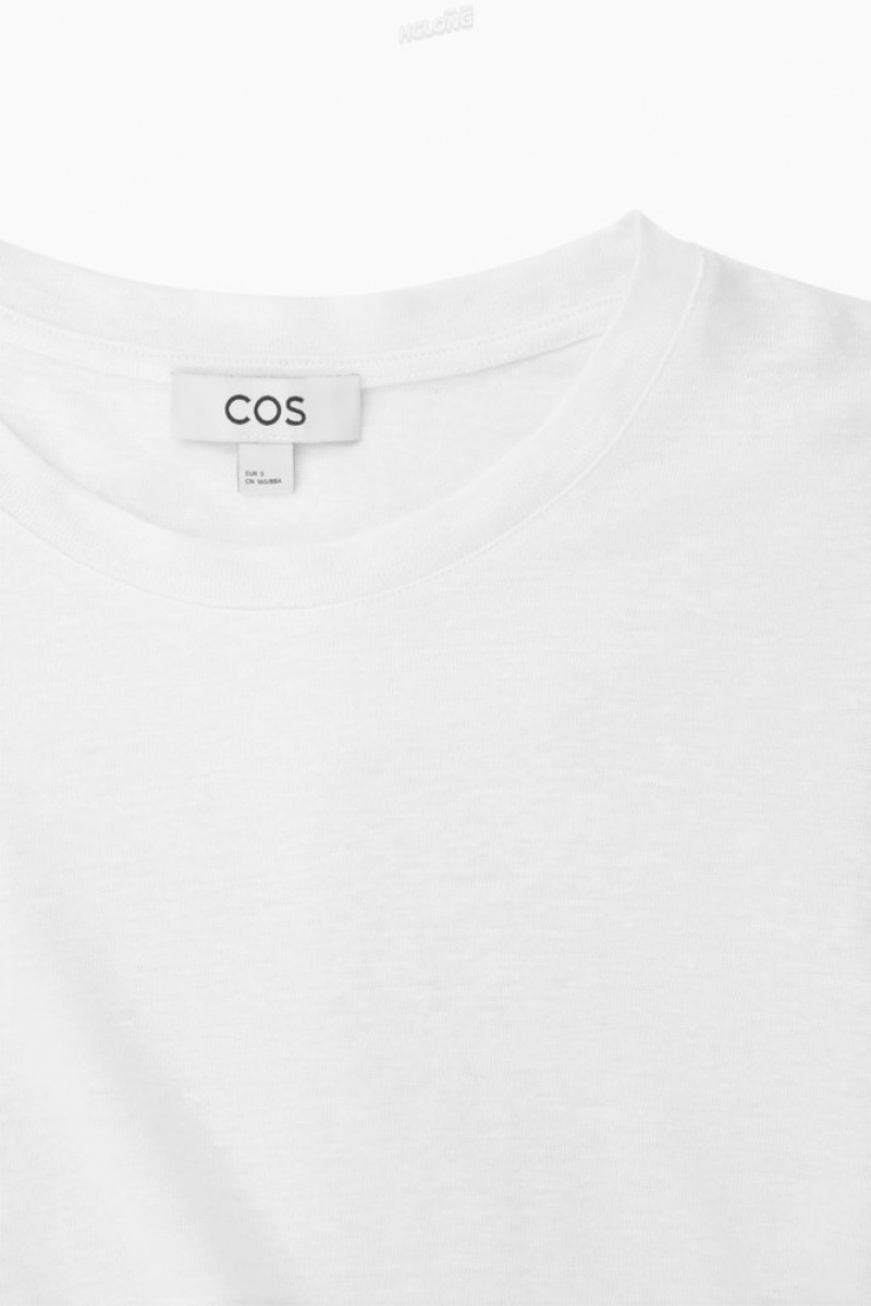 COS Linen T-Shirt Women's T-shirts Black | ZL36-Q4DY