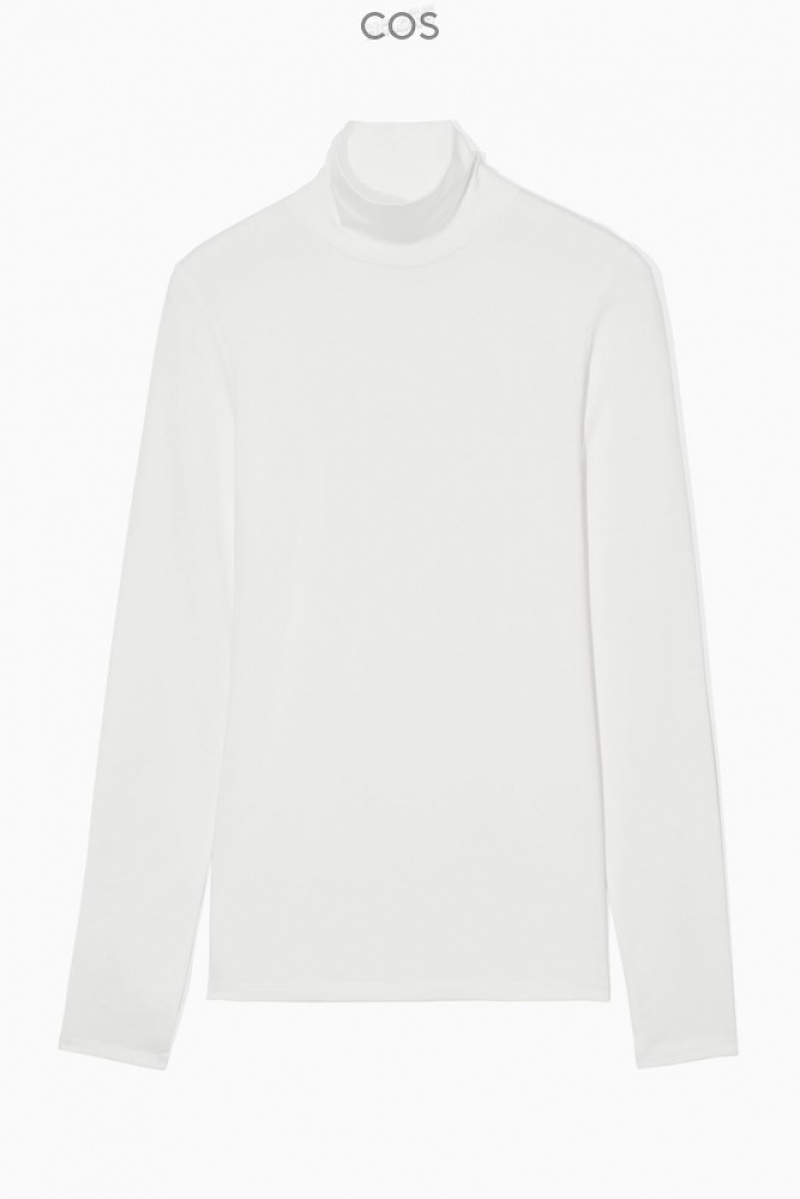 COS Long-Sleeved Jersey Roll-Neck Top Women's Tops | SR80-A6IS