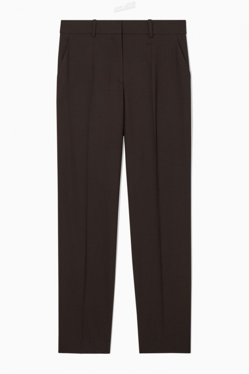 COS Low-Rise Tailored Wool Pants Women's Pants Navy | BO65-W9AS