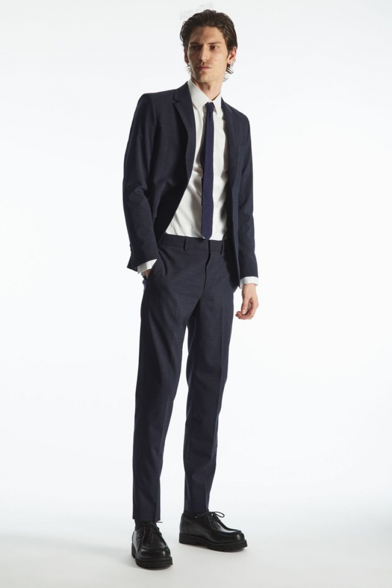 COS MéLange Wool Blazer - Slim Men's Blazers Navy MéLange | WH55-O0ZL