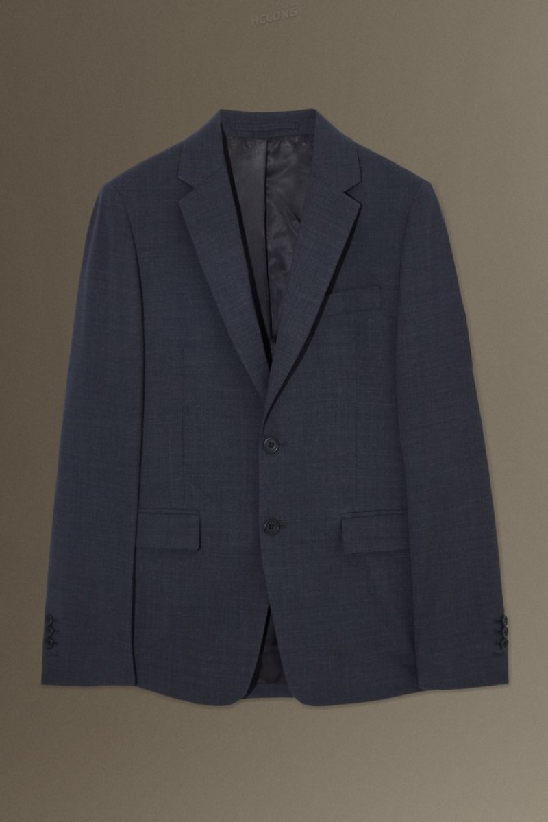 COS MéLange Wool Blazer - Slim Men's Blazers Navy MéLange | WH55-O0ZL