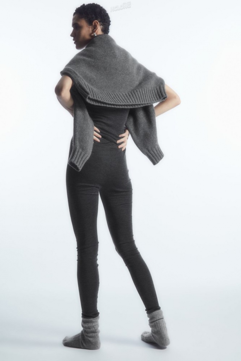 COS Merino Wool Leggings Women's Sweaters & Cardigans Dark Gray MéLange | XR54-M0AW