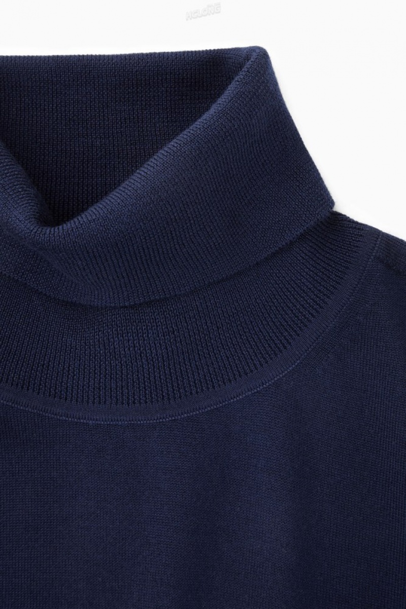 COS Merino Wool Roll-Neck Jumper Women's Knitwear & Cardigans Navy | QA19-F9ZC