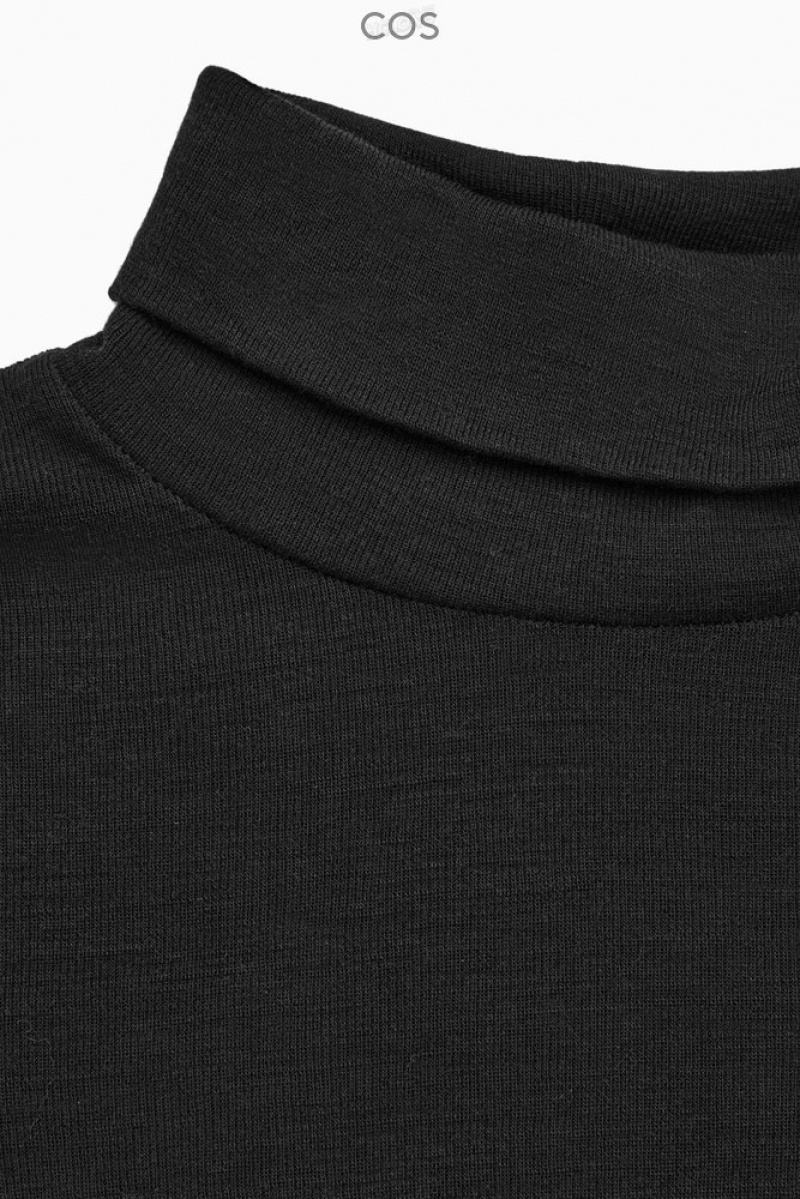 COS Merino Wool Turtleneck Top Women's Tops Black | NI37-M9EE