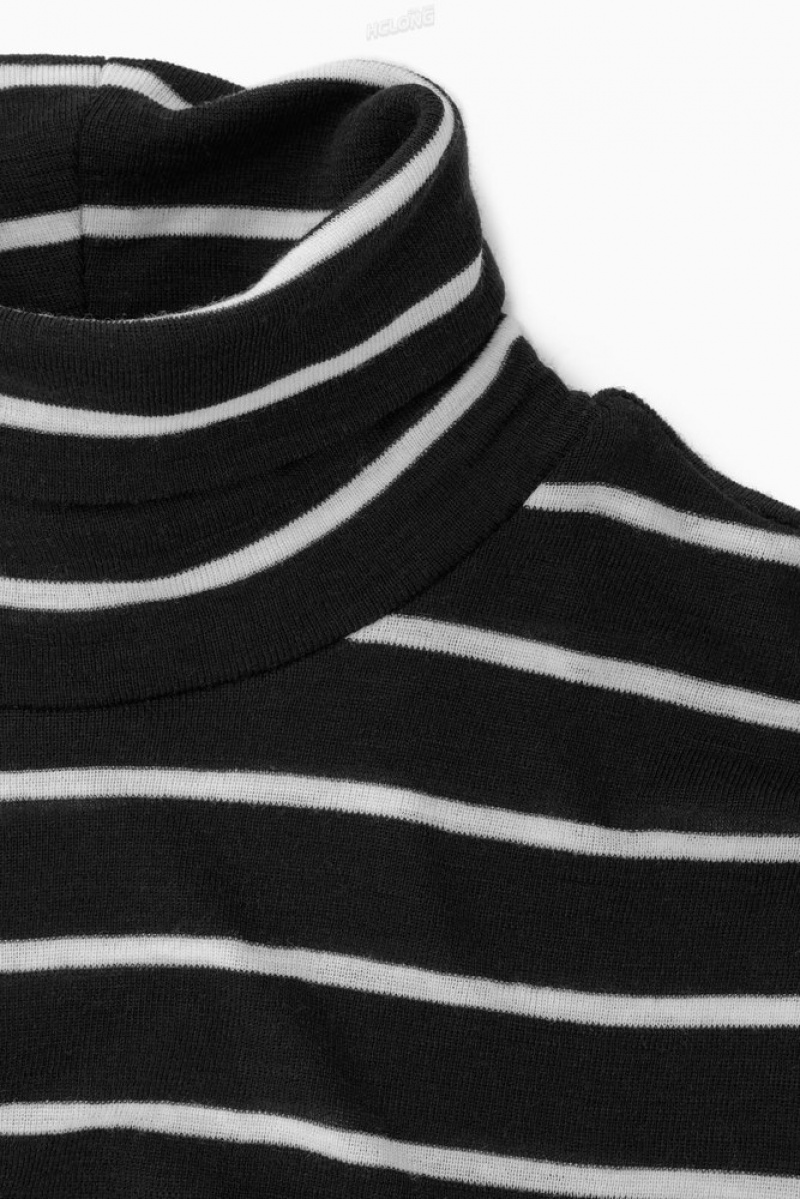 COS Merino Wool Turtleneck Top Women's Tops Black | AT49-C7XO