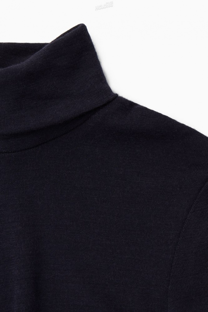 COS Merino Wool Turtleneck Top Women's Tops Black | WF06-U4TW