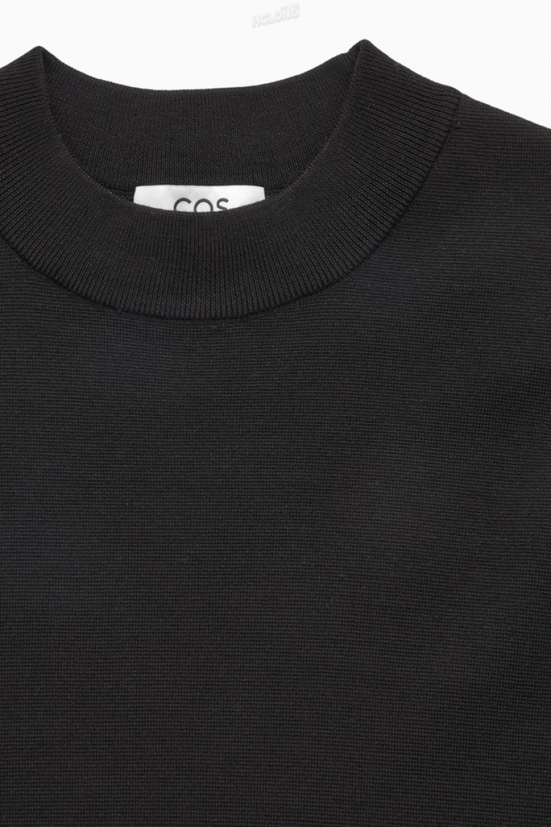 COS Milano-Knit Sweater Women's Sweaters & Cardigans Black | QX15-Z1MQ