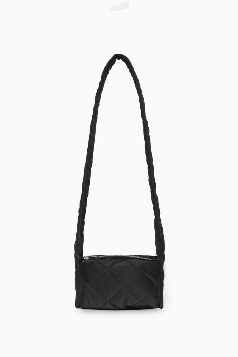 COS Mini Diamond-Quilted Crossbody Bag Women's Bags Black | MK56-S5YR