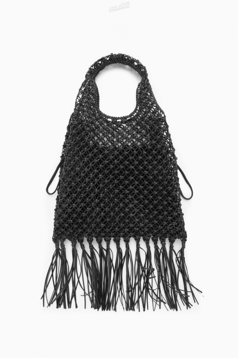 COS Mini Macramé Shopper - Leather Women's Bags White | YH44-Z1NB