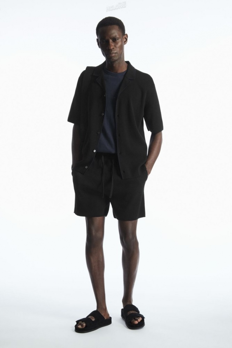 COS Minimal Knitted Shorts Men's Shorts Black | PH58-G7YR