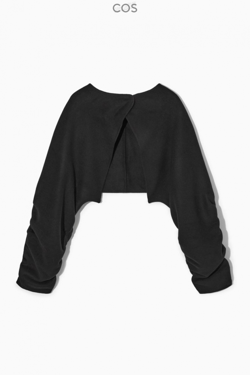 COS Open-Back Wool Bolero Jacket Women's Coats & Jackets Black | UQ43-D7SS