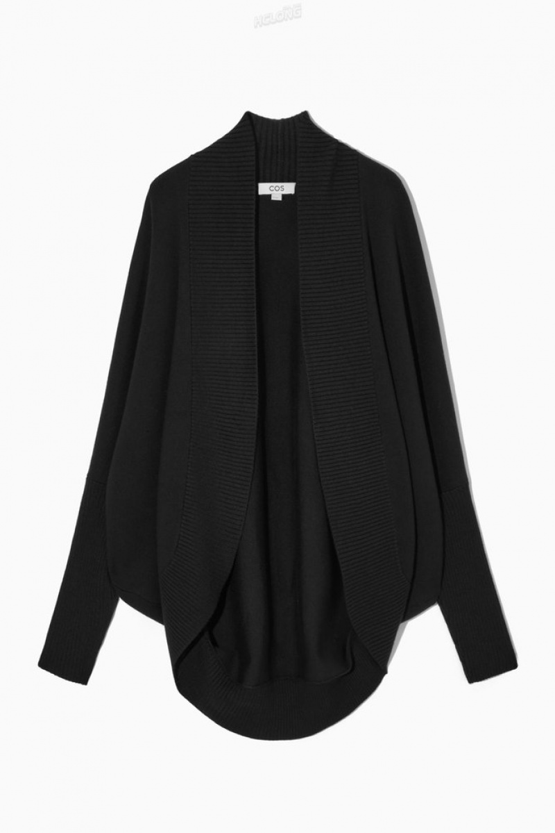 COS Open-Front Wool Cardigan Women's Sweaters & Cardigans Black | HH70-O5YJ