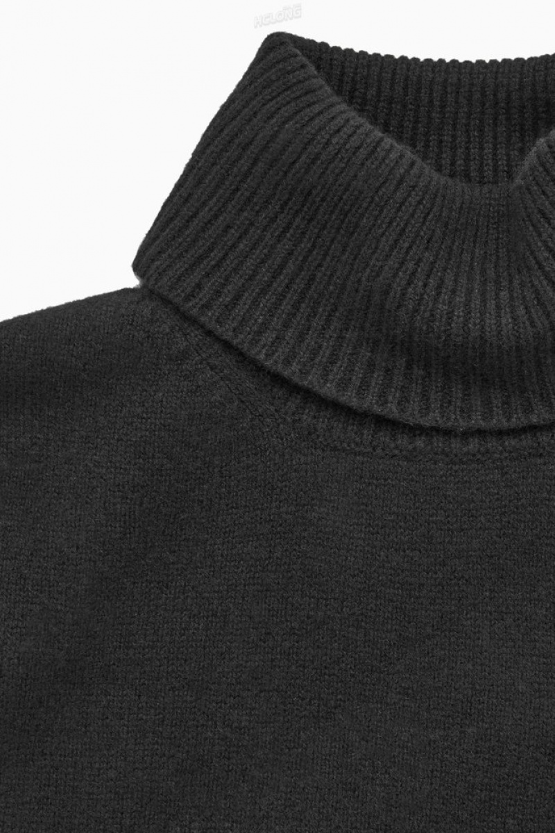 COS Open-Side Cashmere-Blend Roll-Neck Vest Women's Tops Black | VB03-Q7EH