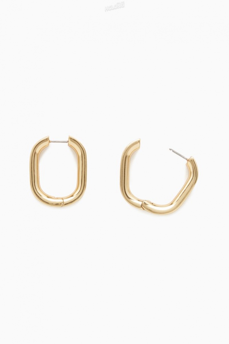 COS Oval Hoop Earrings Women's Jewelry & Jewellery Gold | YS48-Z6UD