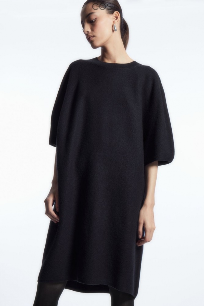 COS Oversized-Fit Wool T-Shirt Dress Women's Dresses Navy | QE28-I4DY