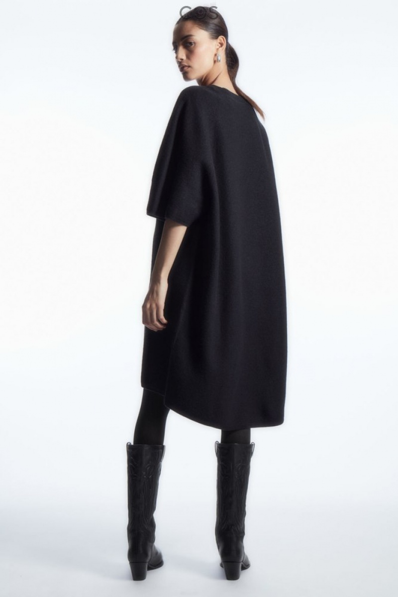 COS Oversized-Fit Wool T-Shirt Dress Women's Dresses Navy | QE28-I4DY