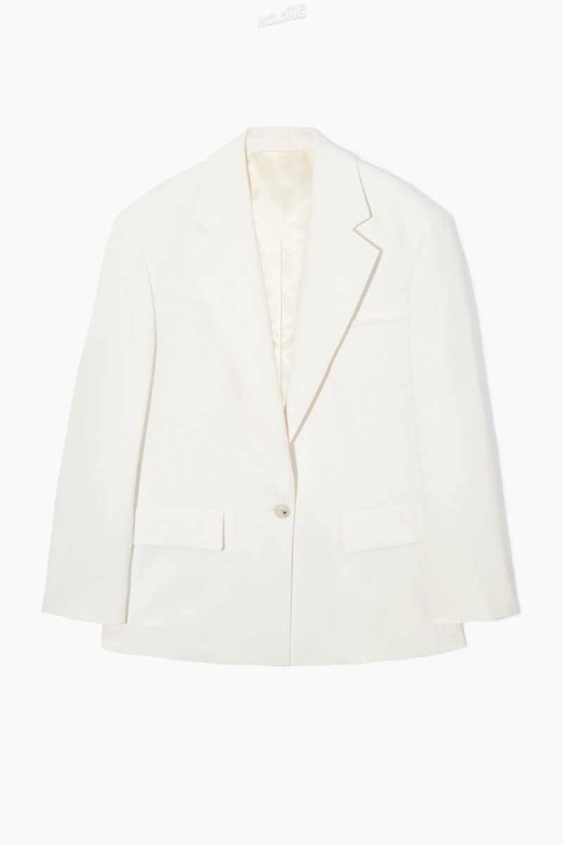 COS Oversized Crepe Blazer Women's Blazers & Tailoring Off White | LD33-X1EL