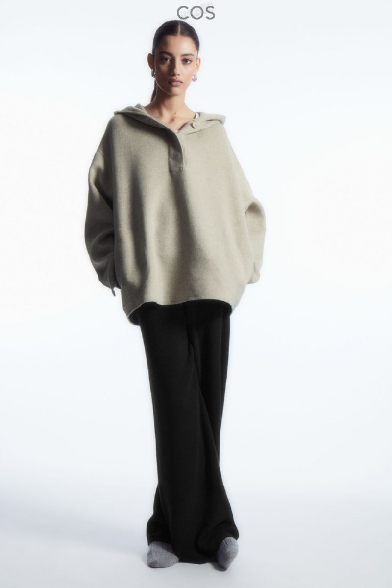 COS Oversized Double-Faced Wool Hoodie Women's Tops Light Beige | TA73-I1NN