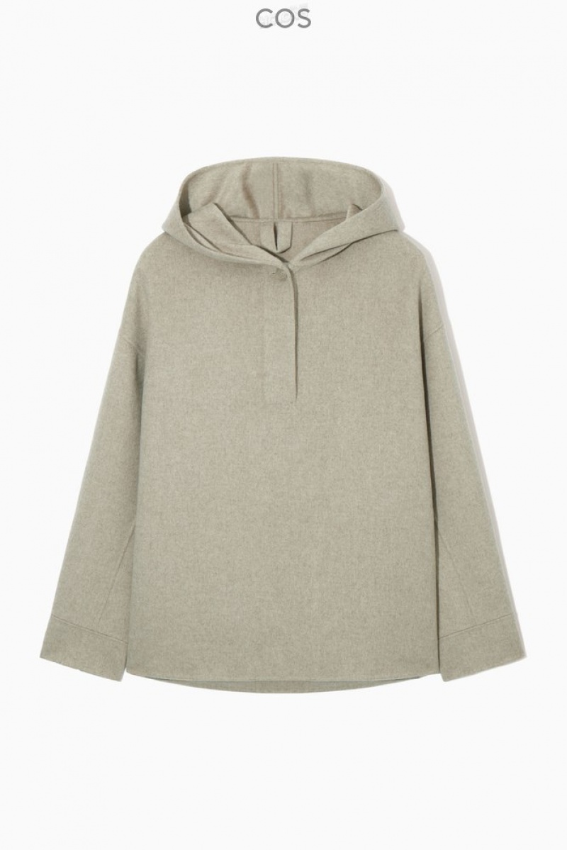 COS Oversized Double-Faced Wool Hoodie Women's Tops Light Beige | TA73-I1NN