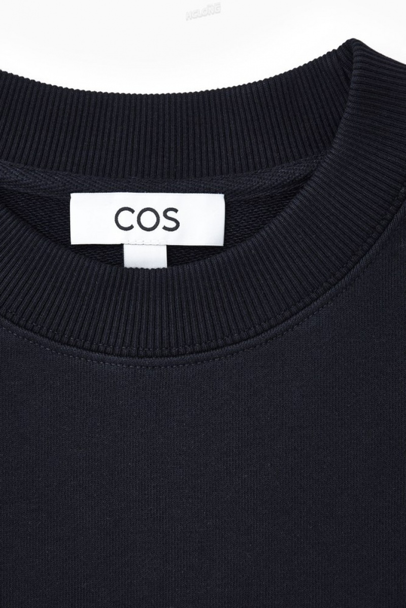 COS Oversized Jersey Sweatshirt Women's Sweatshirts & Hoodies Navy | RW18-G5CI