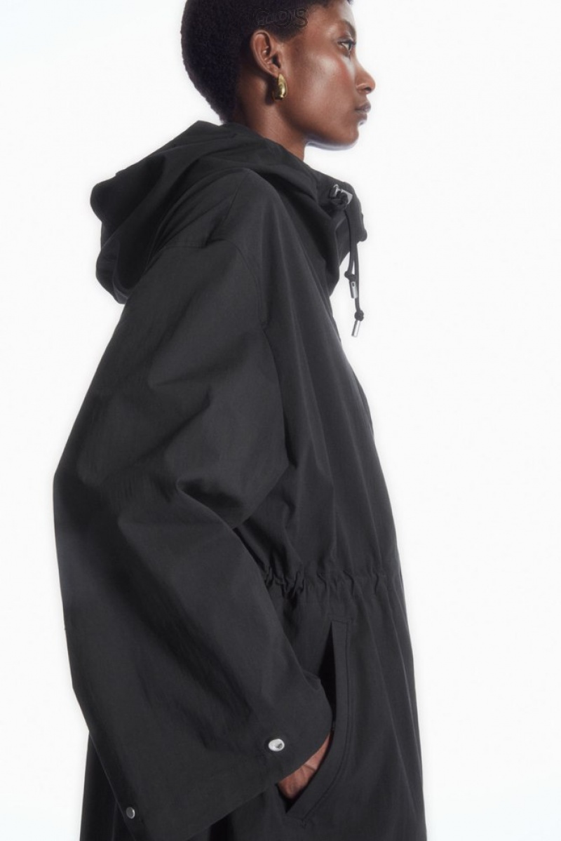 COS Oversized Layered Parka Women's Coats & Jackets Black | YF20-I6UI