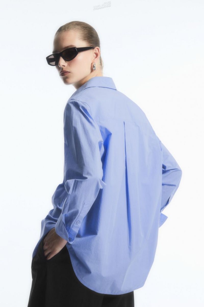 COS Oversized Long-Sleeve Shirt Women's Shirts & Blouses White | UU60-N5KS