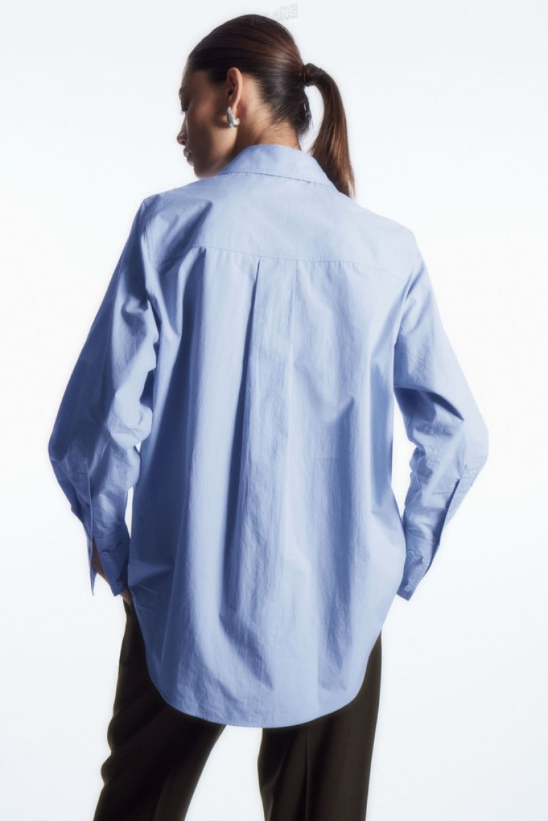 COS Oversized Long-Sleeve Shirt Women's Shirts & Blouses White | HL91-F7NJ