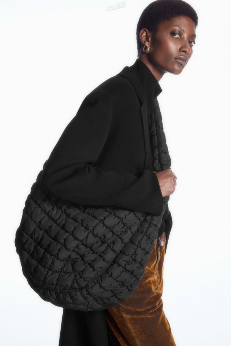 COS Oversized Quilted Crossbody Women's Bags Black | EK65-Q0KM