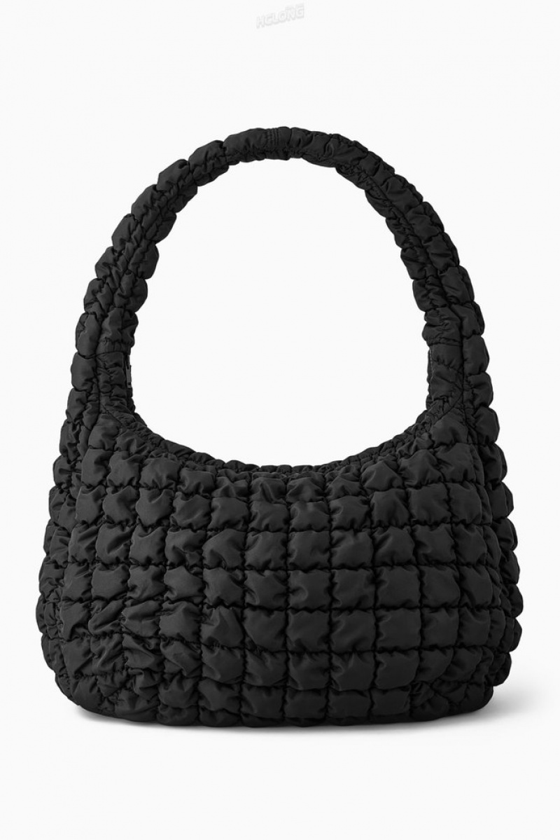 COS Oversized Quilted Crossbody Women's Bags Black | EK65-Q0KM