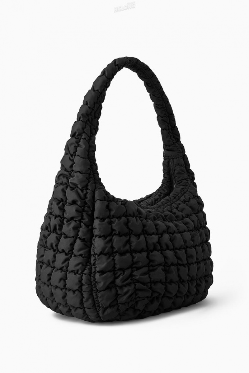 COS Oversized Quilted Crossbody Women's Bags Black | EK65-Q0KM