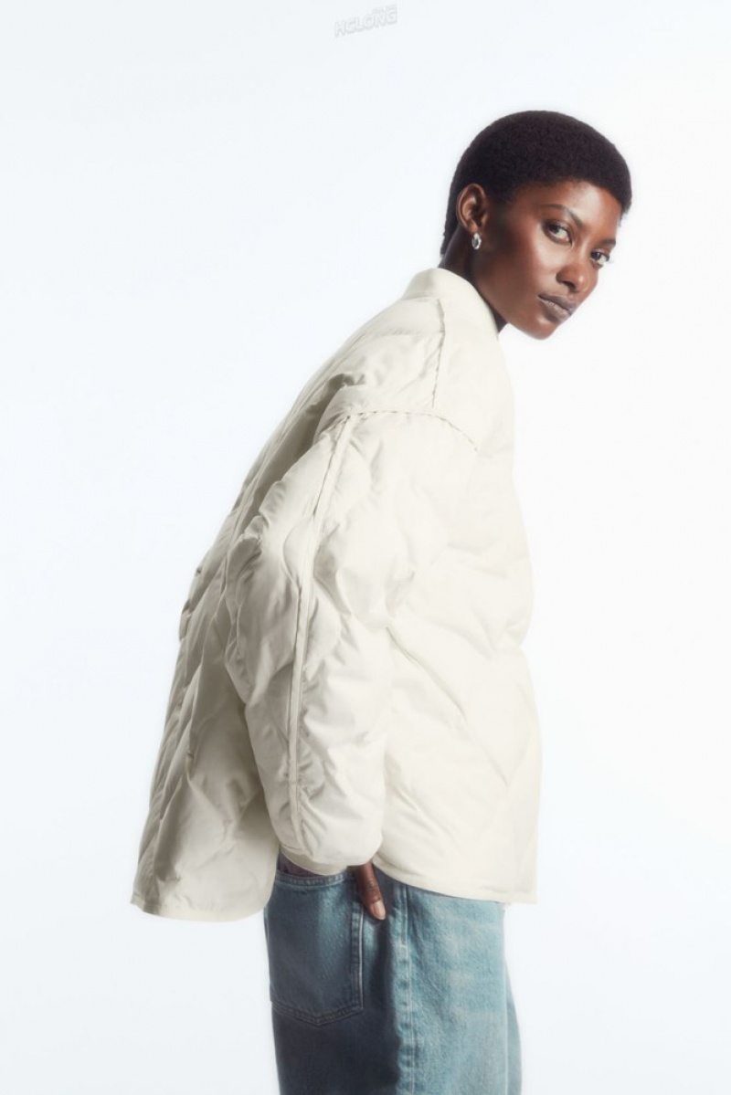 COS Oversized Quilted Jacket Women's Coats & Jackets Off-White | RT86-B6IF