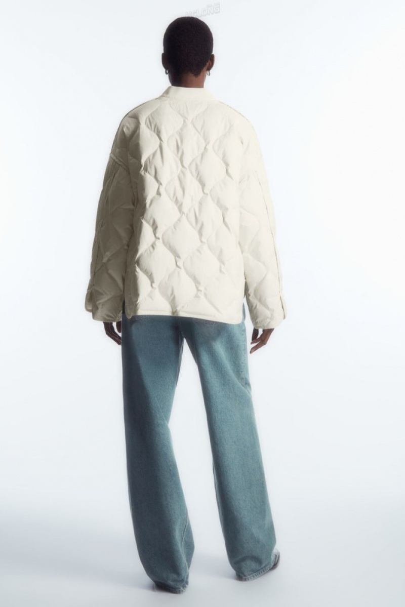 COS Oversized Quilted Jacket Women's Coats & Jackets Off-White | RT86-B6IF