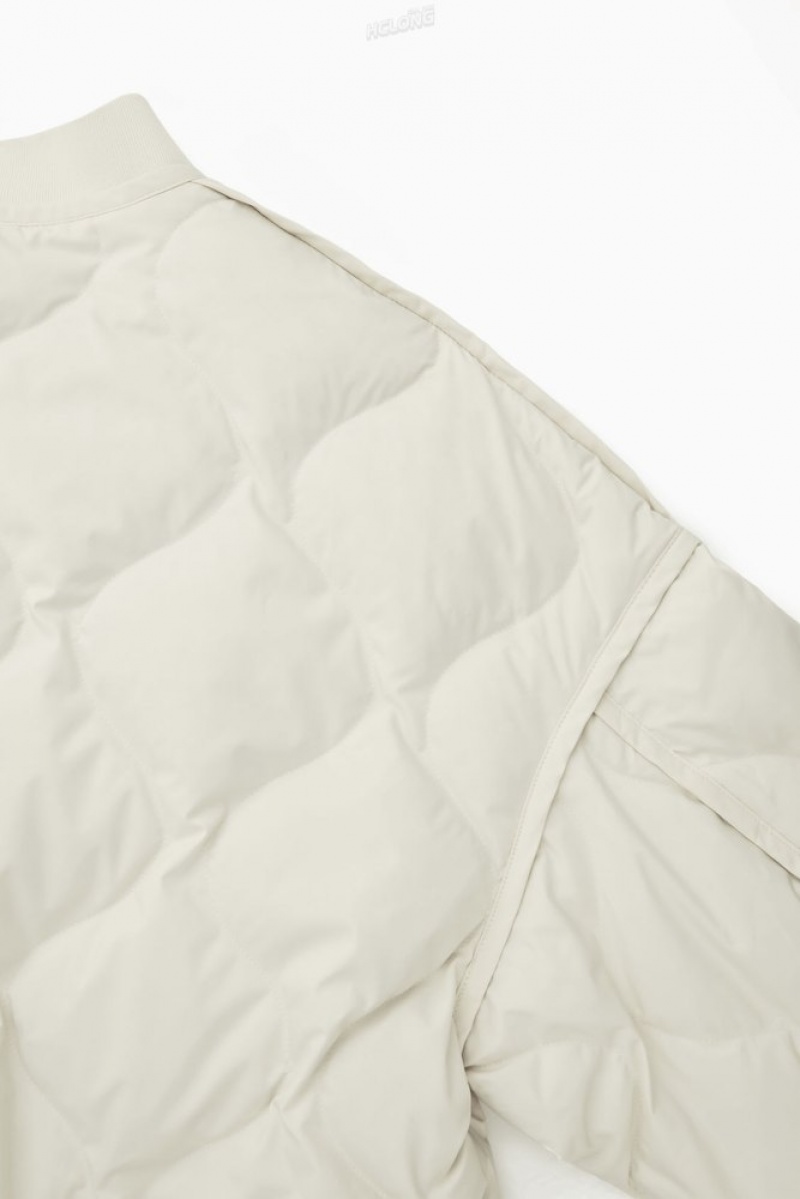 COS Oversized Quilted Jacket Women's Coats & Jackets Off-White | RT86-B6IF