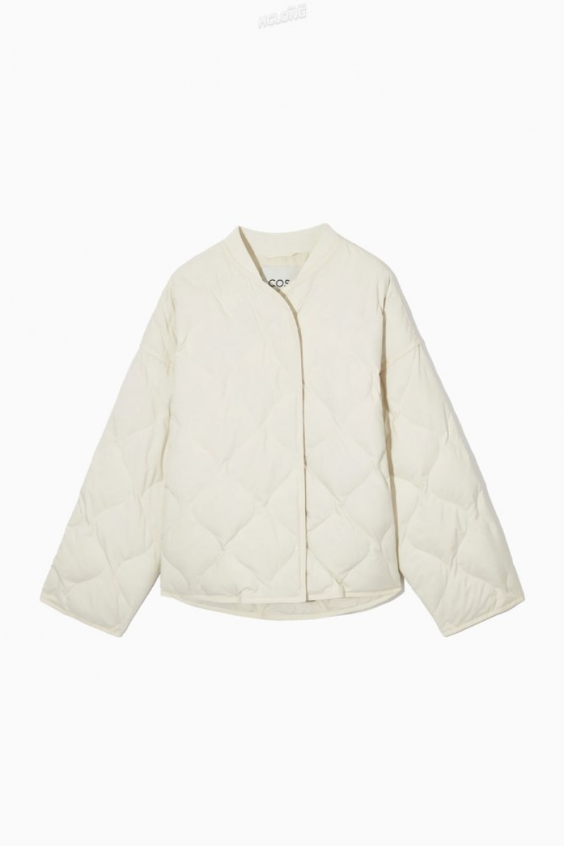 COS Oversized Quilted Liner Jacket Women's Coats & Jackets Off-White | CP05-I7CK