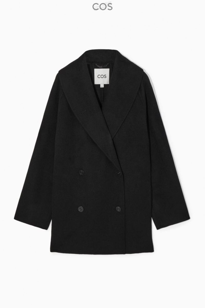 COS Oversized Shawl-Collar Wool Jacket Women's Coats & Jackets Black | ZS20-Y7XJ