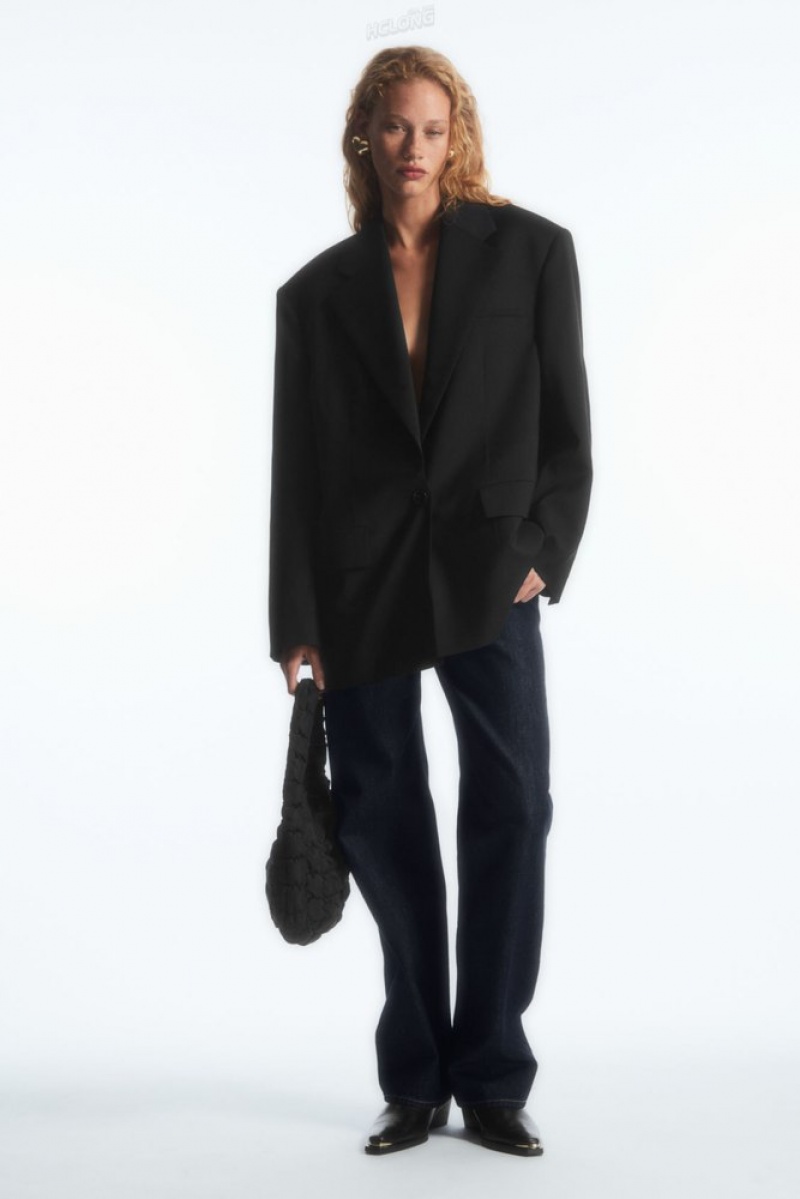 COS Oversized Single-Breasted Blazer Women's Blazers & Tailoring Black | HX26-H8IP