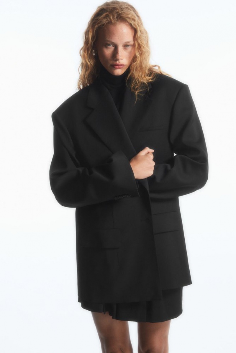 COS Oversized Single-Breasted Blazer Women's Blazers & Tailoring Black | HX26-H8IP