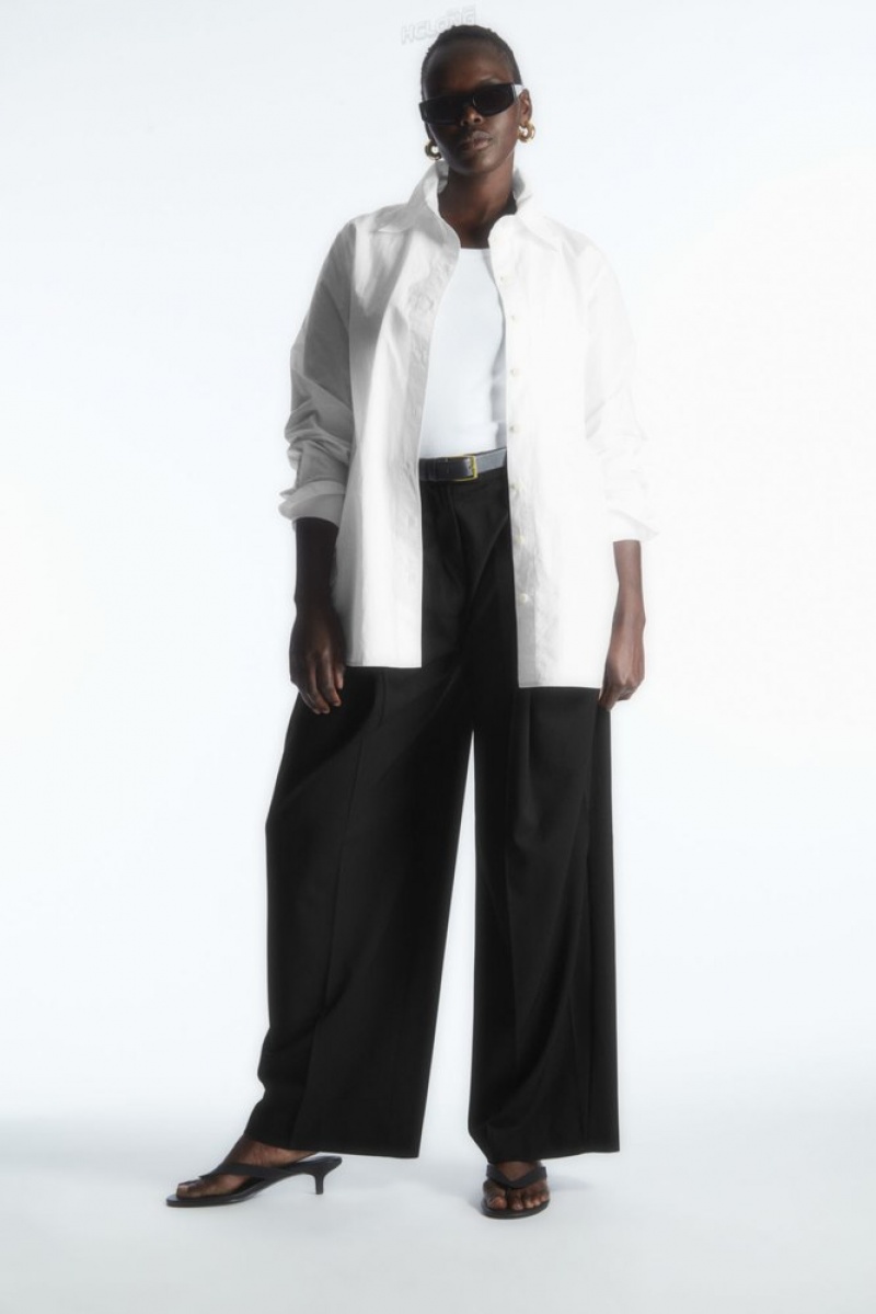 COS Oversized Tailored Shirt Women's Shirts & Blouses White | QV09-U9JG