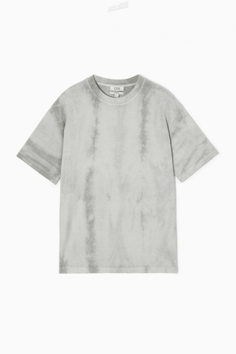 COS Oversized Tie-Dye T-Shirt Men's T-shirts Stone / Printed | JL18-O7YJ