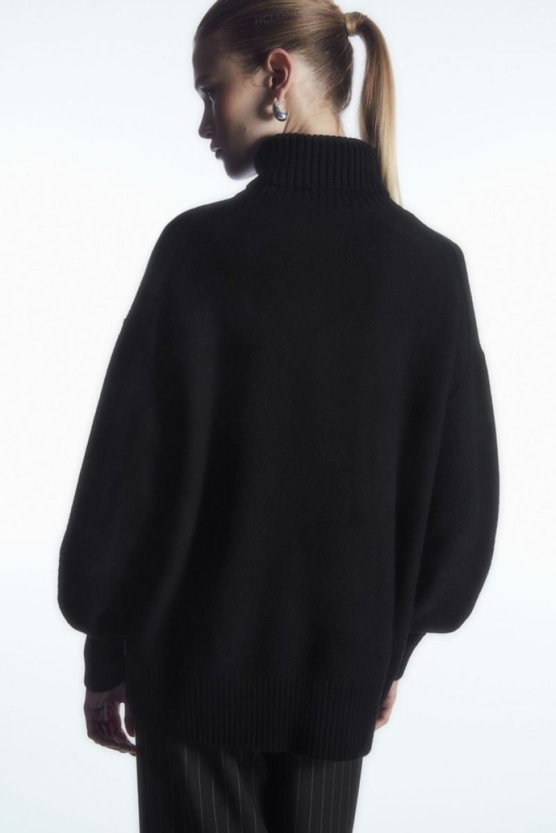 COS Oversized Wool Roll-Neck Jumper Women's Knitwear & Cardigans Black | YZ96-V4WW