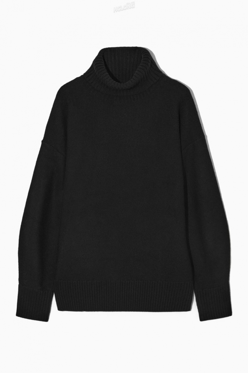 COS Oversized Wool Roll-Neck Jumper Women's Knitwear & Cardigans Black | YZ96-V4WW