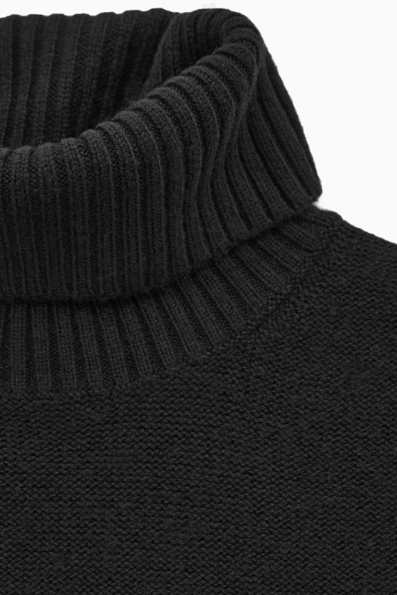 COS Oversized Wool Roll-Neck Jumper Women's Knitwear & Cardigans Black | YZ96-V4WW