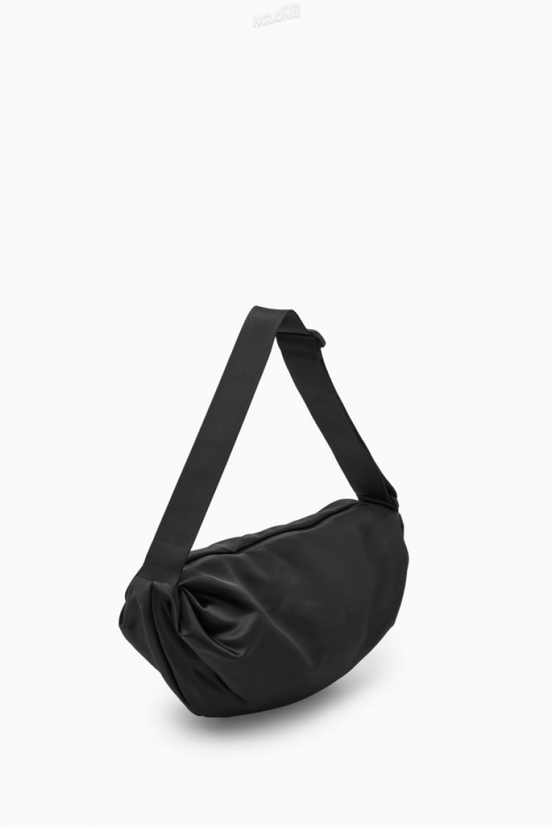 COS Padded Crossbody - Nylon Women's Bags Black | HU32-M6FQ