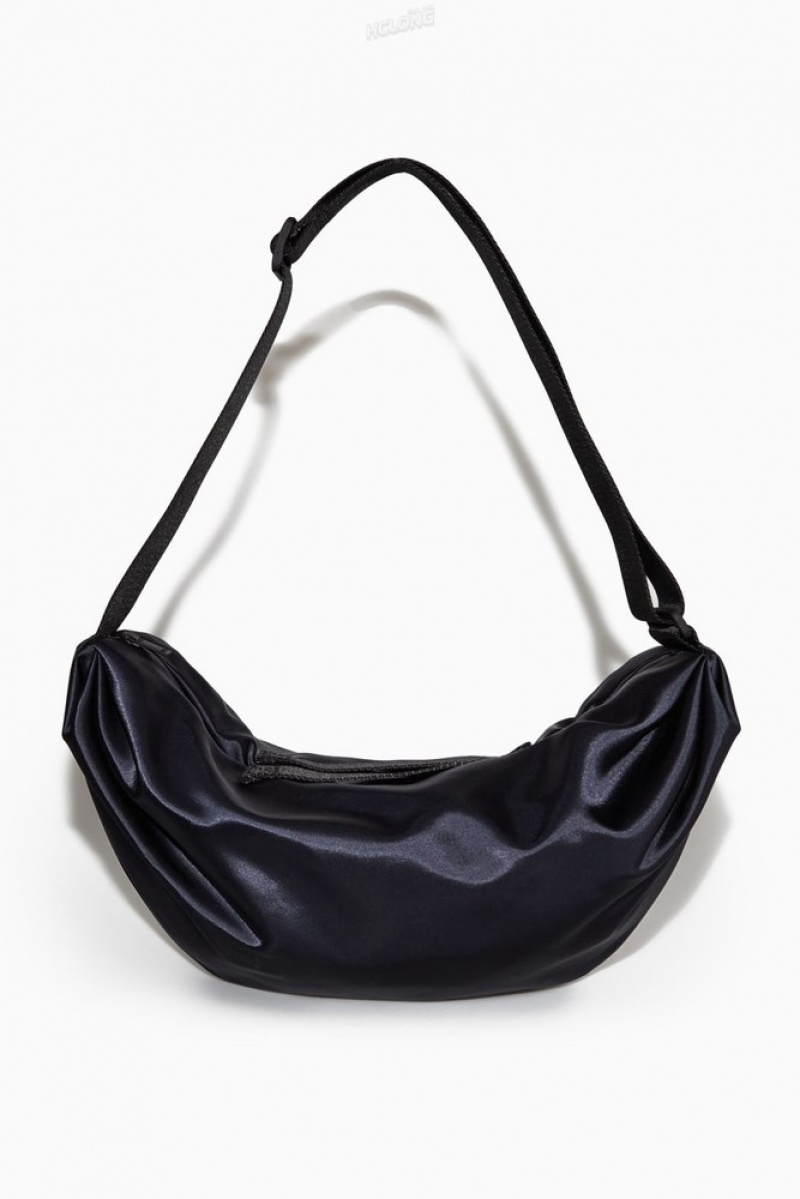 COS Padded Crossbody - Nylon Women's Bags Black | QB67-Z7ND