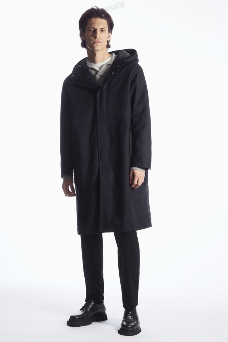 COS Padded Hooded Parka Men's Coats & Jackets Navy | PO93-A7RB