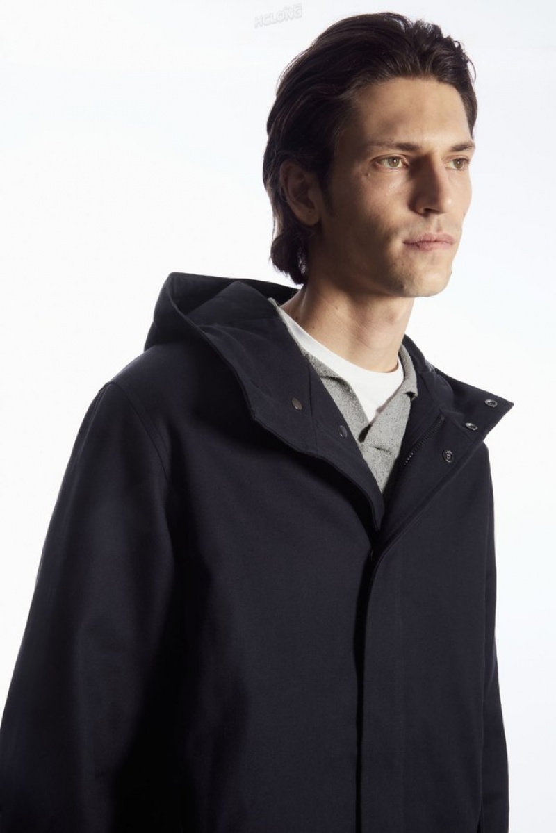 COS Padded Hooded Parka Men's Coats & Jackets Navy | PO93-A7RB