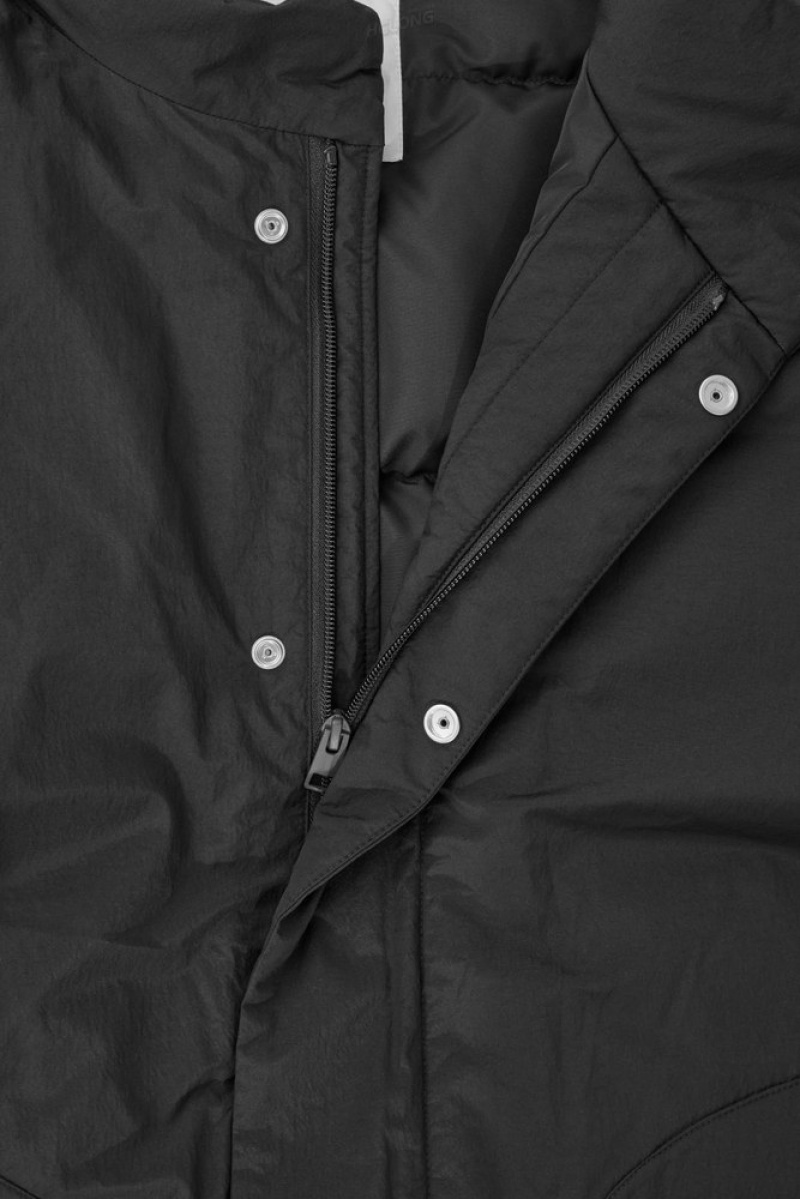 COS Padded Magnetic-Collar Jacket Men's Coats & Jackets Black | EE08-O3DH