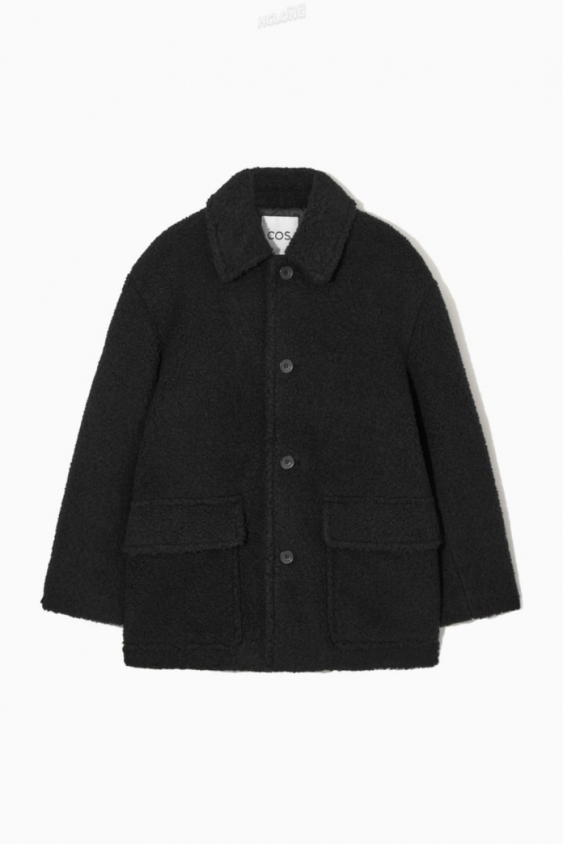 COS Padded Teddy Jacket Men's Coats & Jackets Black | AK92-B1GT