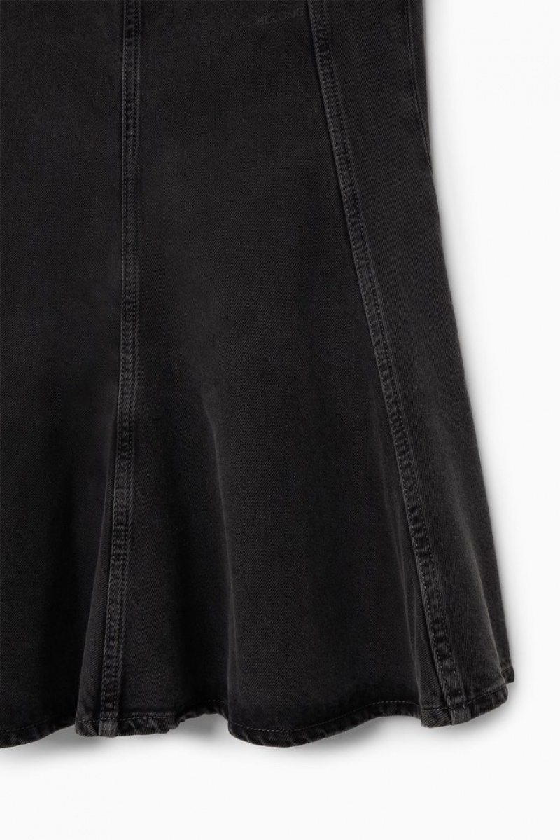 COS Paneled Flared Denim Skirt Women's Skirts Black | BN82-X9SP