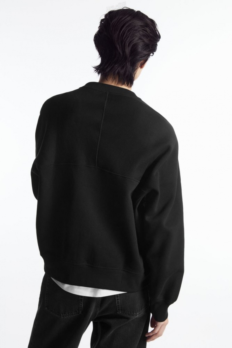 COS Paneled Sweatshirt Men's Sweatshirts & Hoodies Black | TQ13-C8HO